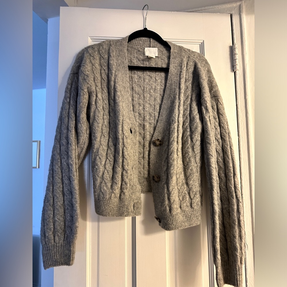 H&M grey cable net cardigan - xs